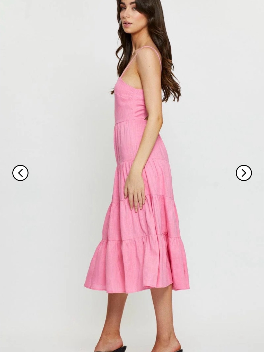 Nwt Pink Tiered Midi Sundress With Open Eyelet Tie Back- Size S — image 3 of 8